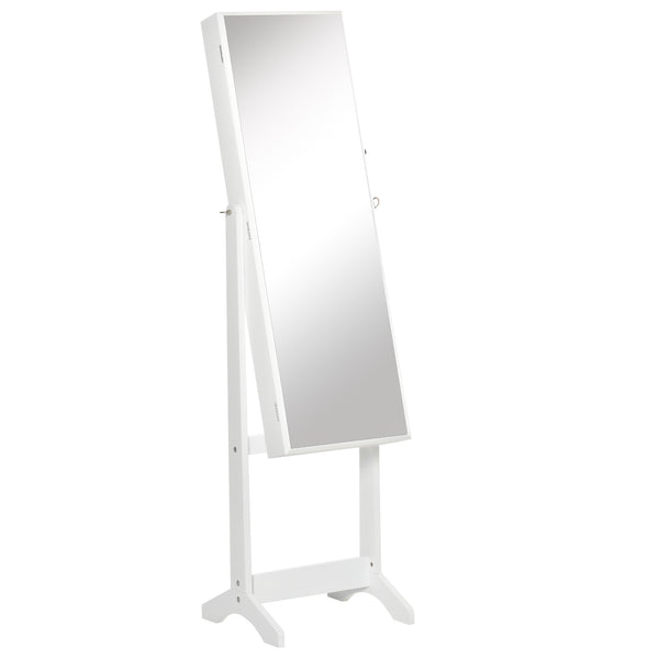 Armoire à bijoux avec miroir verrouillable et 3 angles réglables, blanche