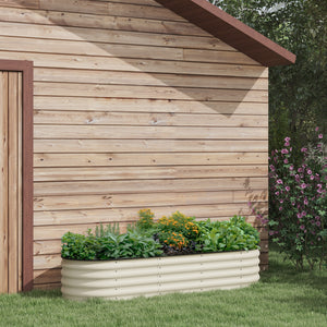 Jardinière surélevée en acier galvanisé avec bordure de sécurité, blanc crème