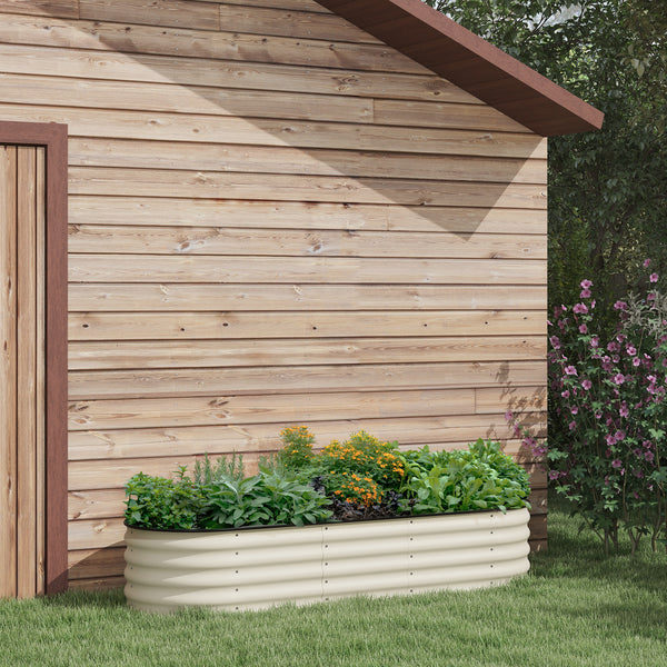 Jardinière surélevée en acier galvanisé avec bordure de sécurité, blanc crème