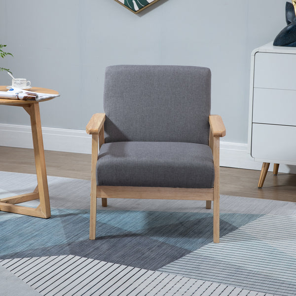 Fauteuils d'appoint minimalistes en lin épais et assise large, gris
