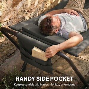 Outdoor Hammock with Stand Heavy Duty Freestanding Nap Bed with Side Pocket Headrest for Yard Patio Pool, Dark Grey