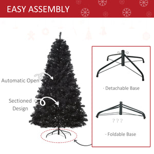 Sapin de Noël artificiel noir de 7 pieds