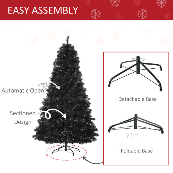Sapin de Noël artificiel noir de 7 pieds