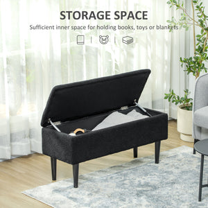 Banc de rangement moderne avec revêtement en laine d'agneau, noir