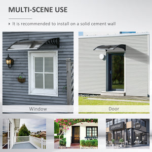 Auvent de porte en polycarbonate de 3,4 x 3,2 pieds, marron