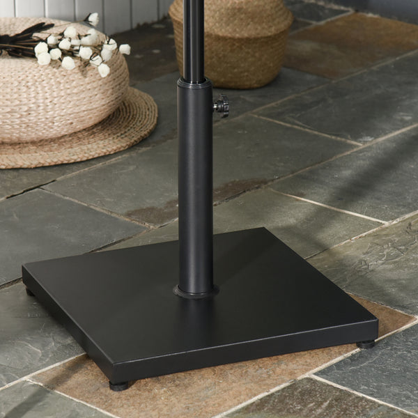 Support de parasol carré en acier de 18 kg avec bouton réglable, noir