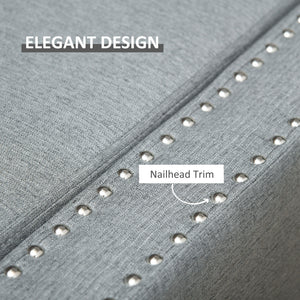Banc de rangement rabattable rembourré en tissu, gris clair
