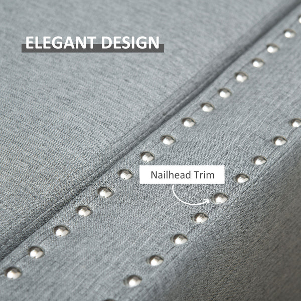Banc de rangement rabattable rembourré en tissu, gris clair