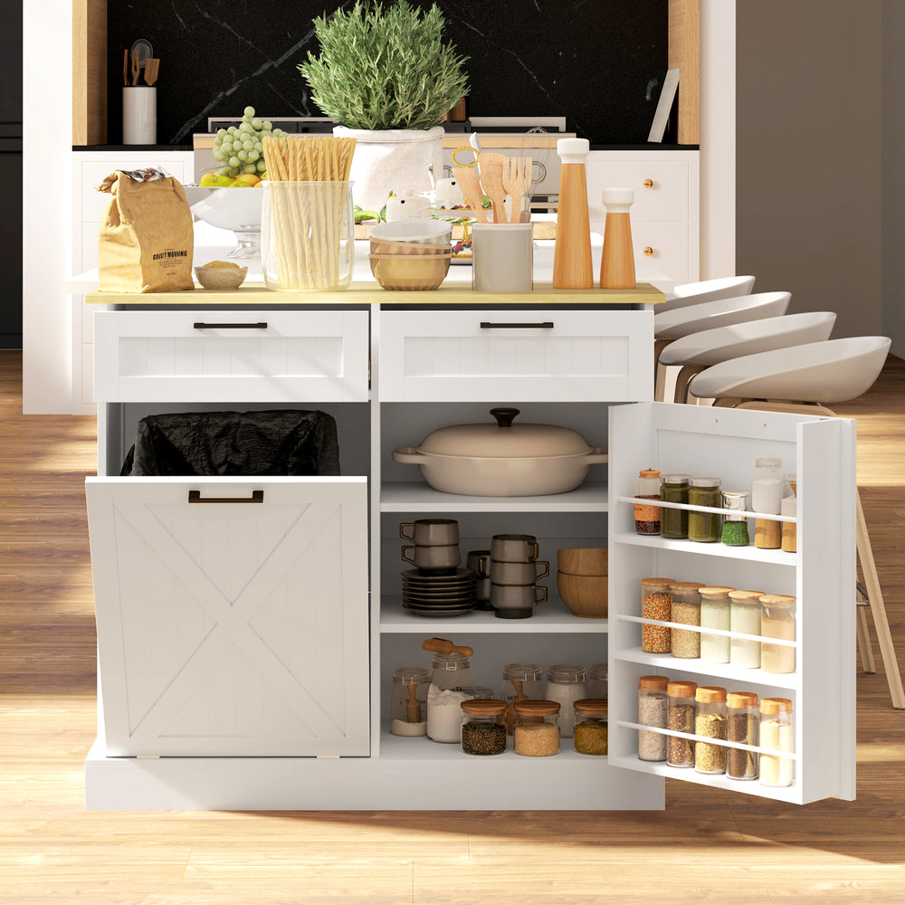Meuble poubelle 10 gallons avec tiroirs basculants, blanc