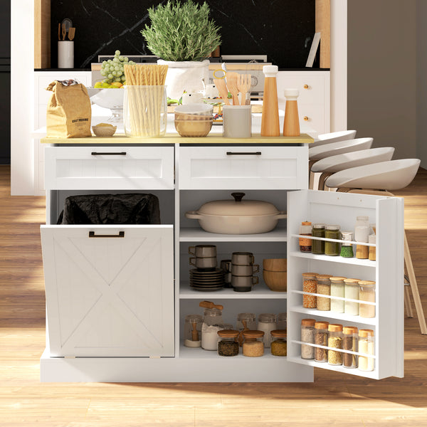 Meuble poubelle 10 gallons avec tiroirs basculants, blanc