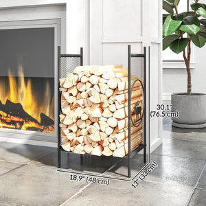 48cm Heavy Duty Metal Log Rack with Decorative Deer Motifs