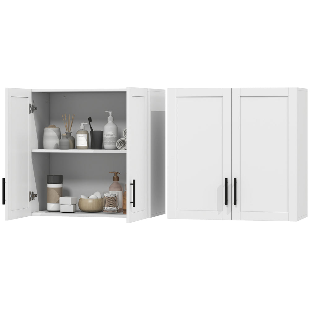 Armoires murales de salle de bain blanches, lot de 2