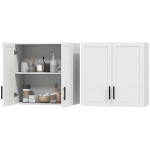 Armoires murales de salle de bain blanches, lot de 2
