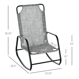 Garden Rocking Chair, Outdoor Indoor Texteline Rocker for Patio, Balcony, Porch, Grey