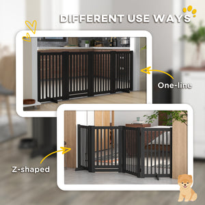 Barrière pour animaux de compagnie à 4 panneaux en bois autoportante, noire