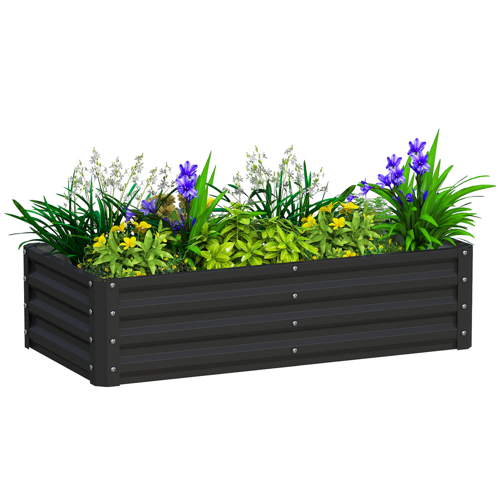 Galvanized raised planter, black 