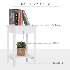 Table d'appoint multifonction avec tiroir et étagère de rangement, blanche