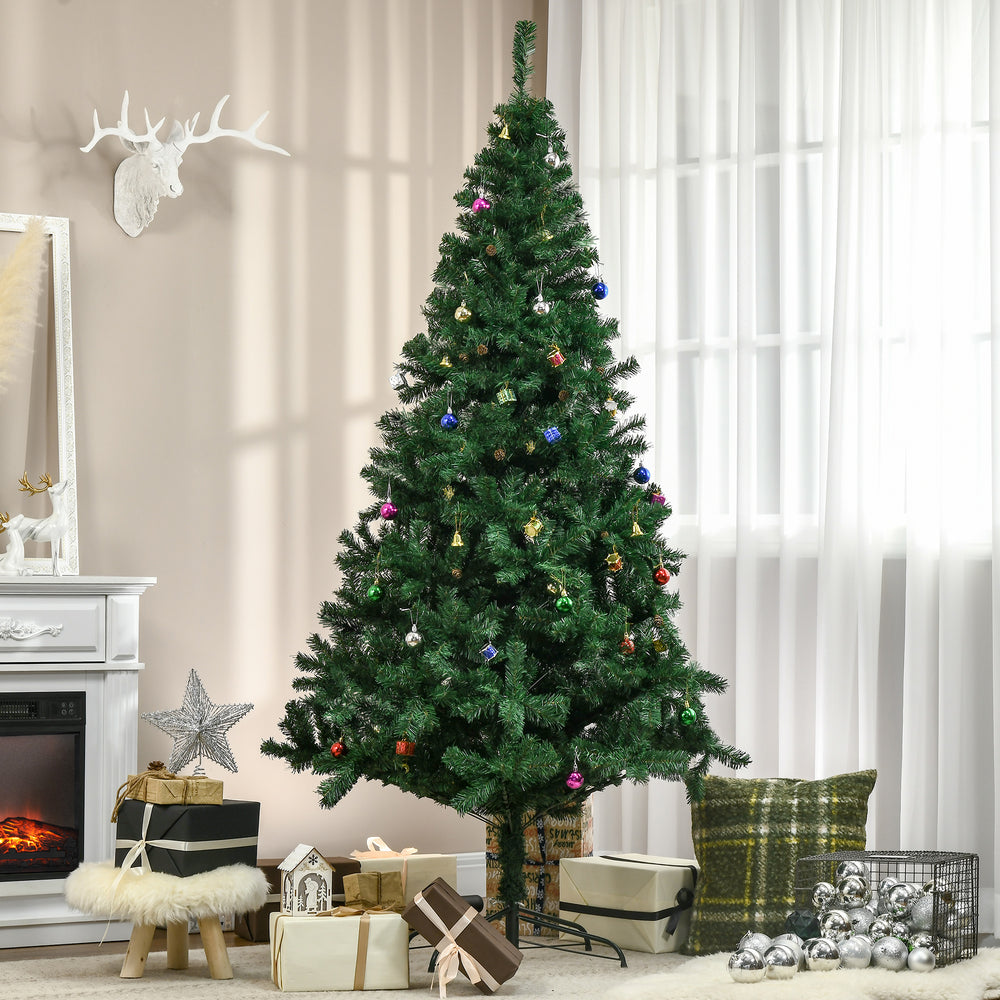 Sapin de Noël artificiel vert de 7 pieds avec décorations