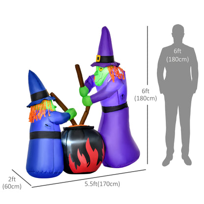 Gonflable Halloween deux vieilles sorcières et potions magiques décoration avec LED