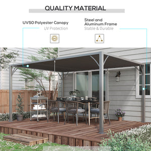 Pergola d'extérieur 12,8' x 9,7' avec toit rétractable en aluminium, gris