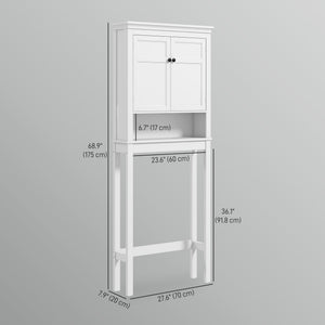 Meuble de rangement à 3 niveaux pour salle de bain avec étagère réglable, blanc