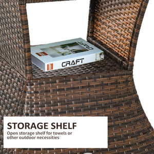 Table d'appoint carrée en rotin tressé avec rangement à 2 niveaux