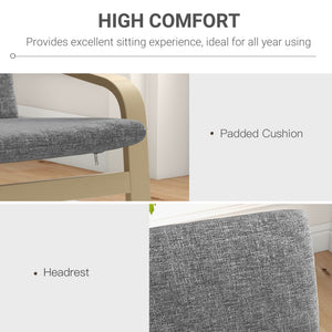Fauteuil d’appoint rembourré avec accoudoirs et structure en bois – Gris foncé