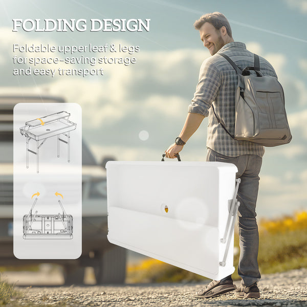 Table glacière pliante avec système d'évacuation