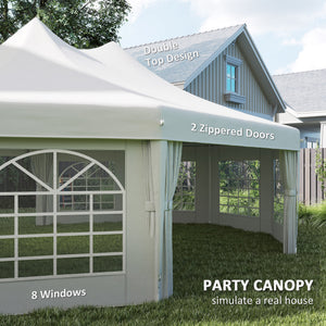 21' x 29' Wedding Event Party Tent High Peak Decagonal Outdoor Gazebo Canopy with Removable Walls White