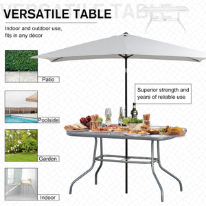 Table de jardin en métal avec trou pour parasol