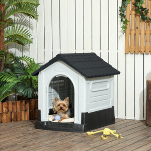 Outdoor kennel with windows and elevated base