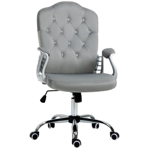 Chaise de bureau en velours avec roulettes pivotantes, grise