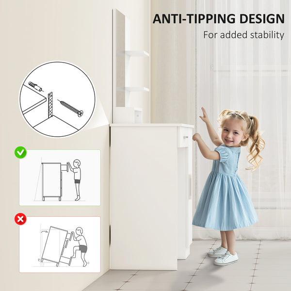 Coiffeuse avec miroir, meuble de maquillage avec tiroir, étagères réglables