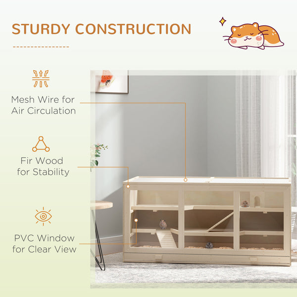 Cage en bois pour hamsters et rats avec toboggan et plateau