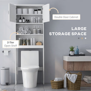 Meuble de rangement moderne avec étagères ouvertes et armoire à double porte, blanc