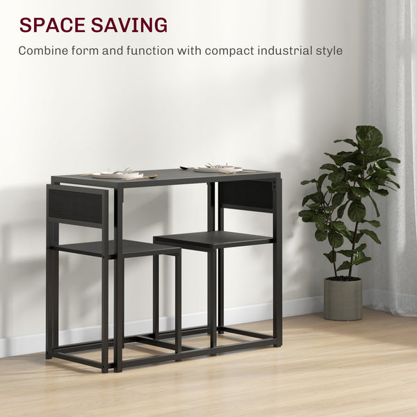 Ensemble table et chaises de salle à manger, style industriel, pour 2 personnes, idéal pour les petits espaces, noir