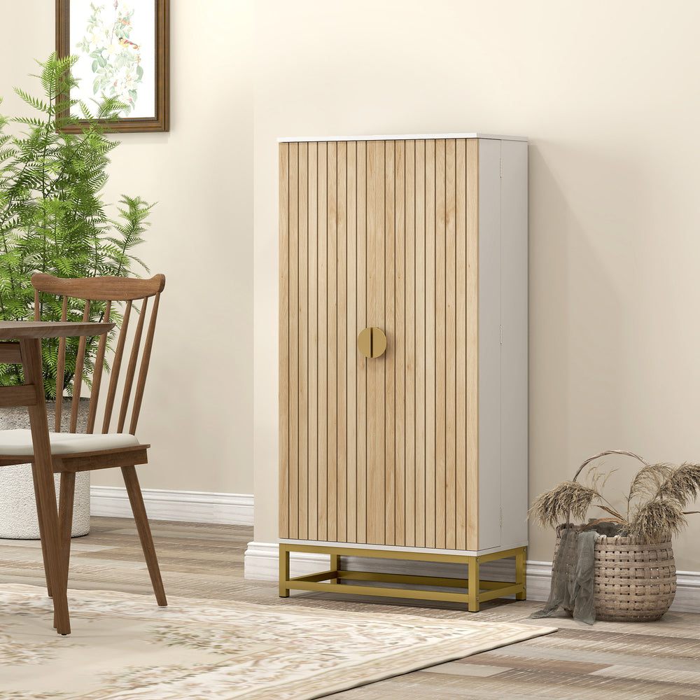 Meuble de rangement de cuisine avec 12 étagères de porte et étagères réglables, blanc