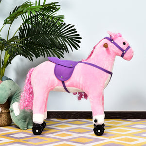 Rocking horse for toddlers 3 years old, with sound and wheel, pink