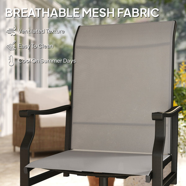Ensemble de 2 chaises pivotantes d'extérieur avec dossier haut, gris clair