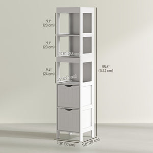Meuble de rangement étroit pour salle de bain, blanc