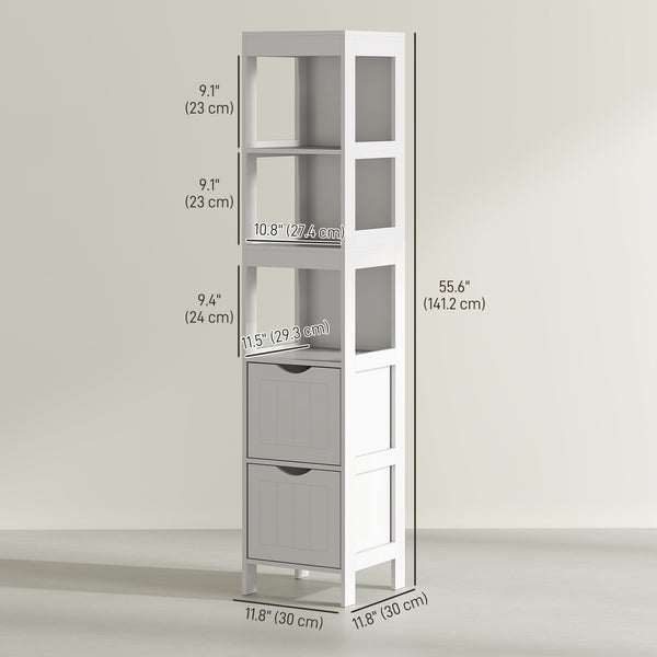 Meuble de rangement étroit pour salle de bain, blanc