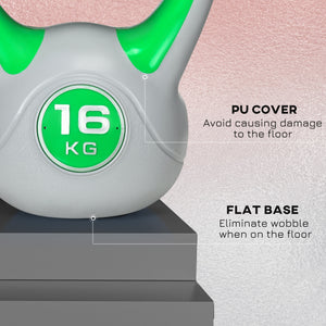 Kettlebell de 35 lb avec poignée large et base stable – Vert et gris