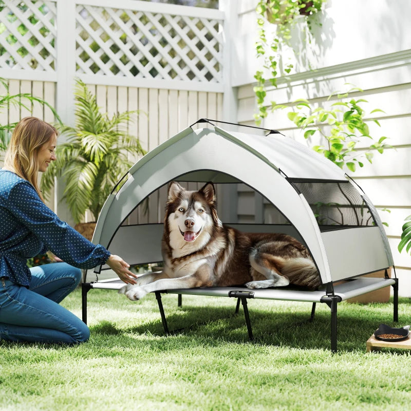 Lit surélevé pour chien avec auvent amovible