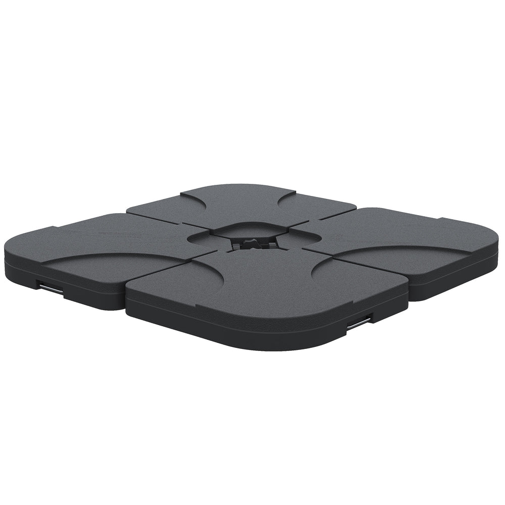 Lot de 4 poids pour pied de parasol déporté, remplissables de sable ou d'eau, noir