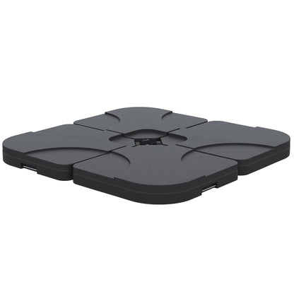 Lot de 4 poids pour pied de parasol déporté, remplissables de sable ou d'eau, noir
