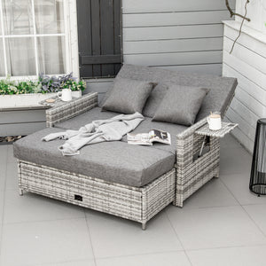 Ensemble de jardin convertible en lit, gris