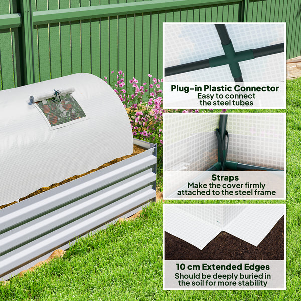 Portable mini greenhouse with 5 mesh windows and steel frame