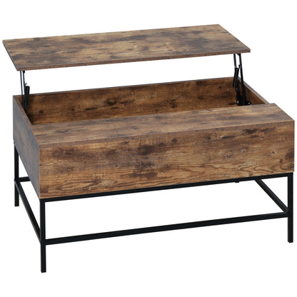 Table centrale relevable pour salon, marron rustique