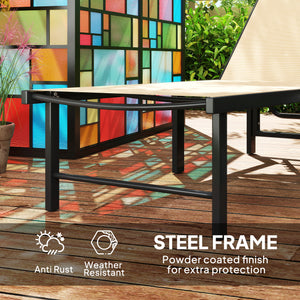 Outdoor Lounge Chair Set of 2, 5-Position Reclining Outdoor Chaise Lounge Tanning Chair with Mesh Seat, Khaki