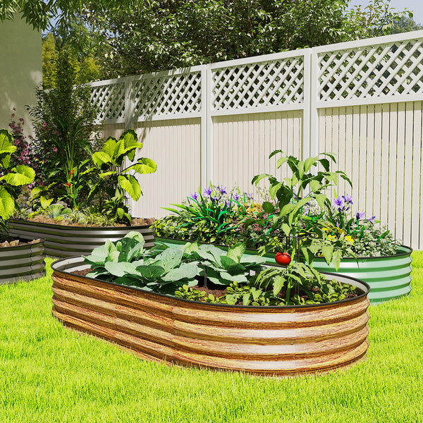 Jardinière d'extérieur surélevée en acier galvanisé avec tuteur en métal, marron